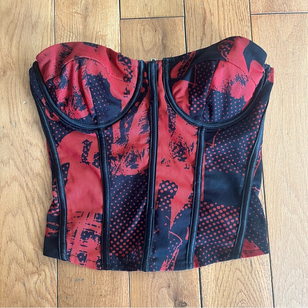 Edikted Aly Mesh Corset Top Red - Size Smalll - Picture 6 of 8